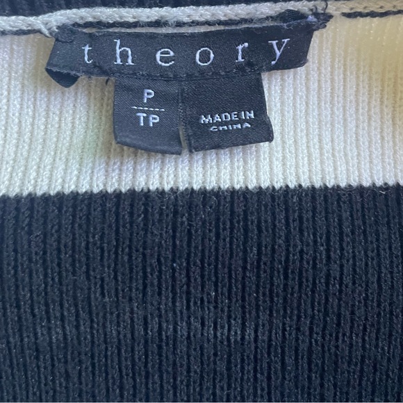 THEORY Womens Harmona Prosecco Crop Sweater Black Ivory Bold Striped Size TP - Picture 11 of 12